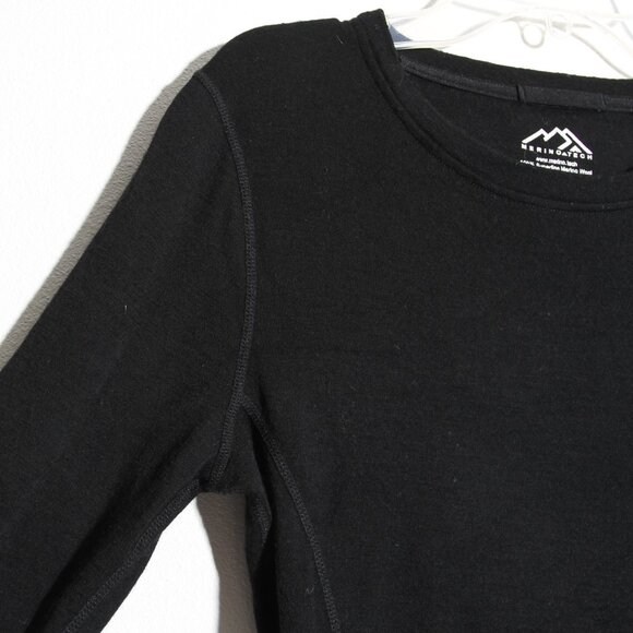 Merino Tech Women's 100% Superfine Merino Wool Long Sleeve 250 Top Black Size XS - Picture 3 of 13